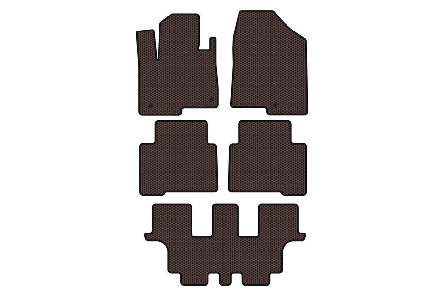 Hyundai Santa Fe 4 2018-2023 Rubber floor mats Carsuit (3 rows, for Grand, brown) Image