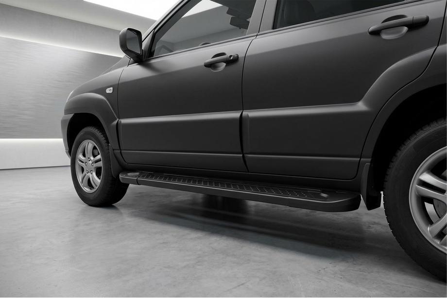 Kia Sportage 2004-2010 Side Steps Allmond Black (2 pcs, Aluminum) Image