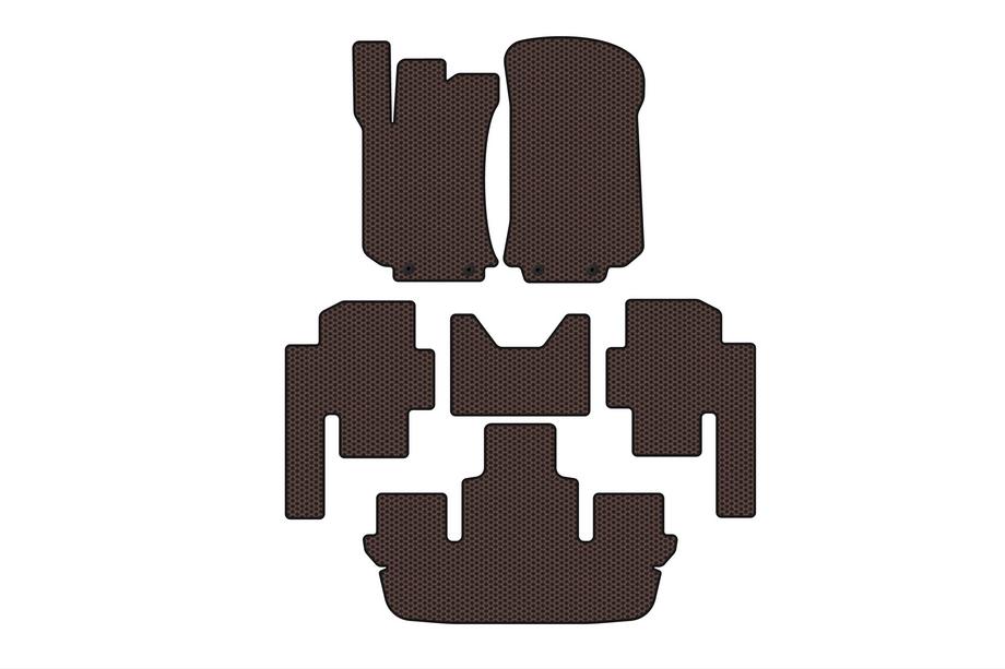 Mercedes R-class W251 2005-2017 Rubber floor mats Carsuit (3 rows, brown) Image