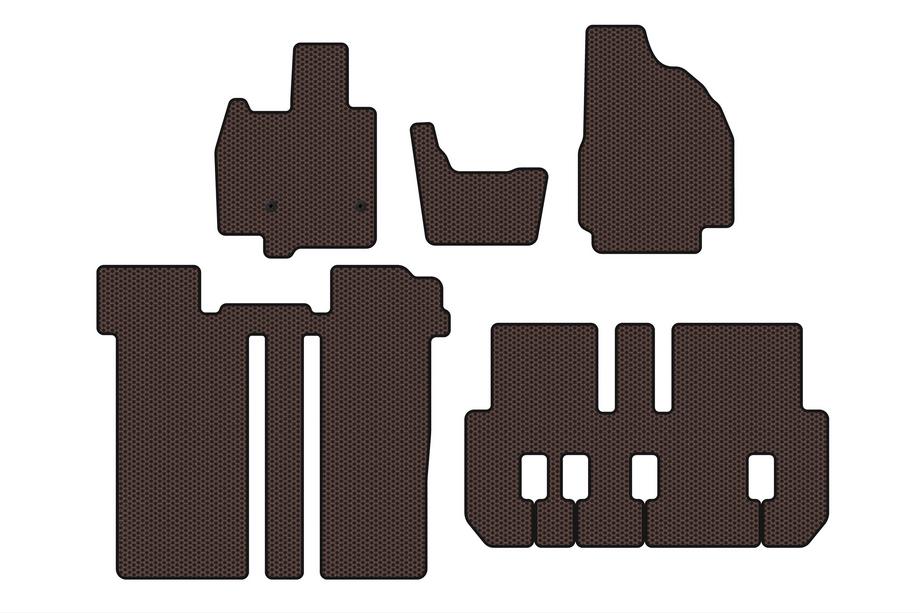 Toyota Previa 2006-2019 Rubber Floor Mats Carsuit (3 Rows, 6-Seater, Brown) Image