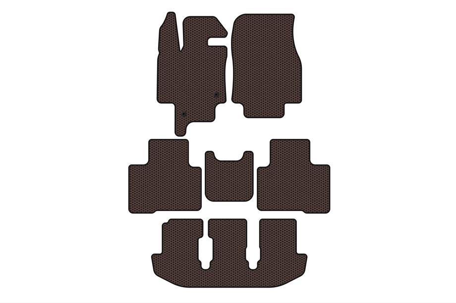 Toyota Highlander 2019- Rubber floor mats Carsuit (3 rows, 7-seater, brown) Photo 1