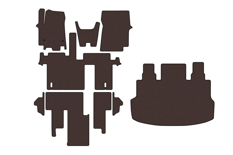 Hyundai Staria 2021- Rubber floor mats Carsuit (full interior, 1+1.5/9-seater, brown) Image