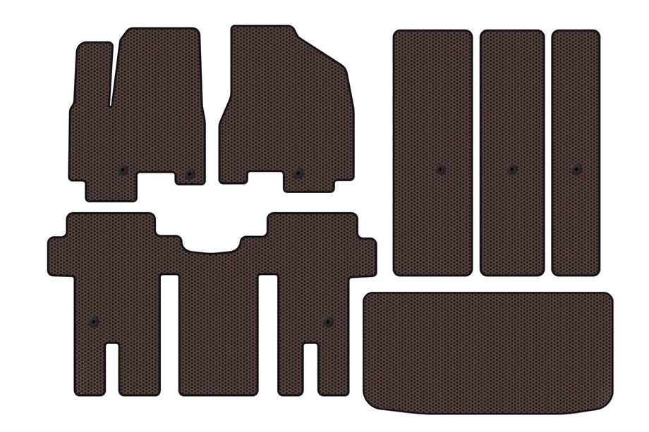 Kia Carnival 2014-2020 Rubber floor mats Carsuit (full interior, brown) Image
