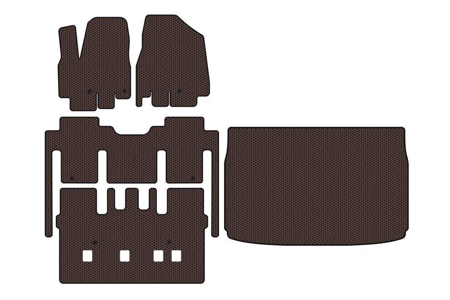Kia Sedona 2014-2020 Rubber floor mats Carsuit (full interior, 8-seater, brown) Image