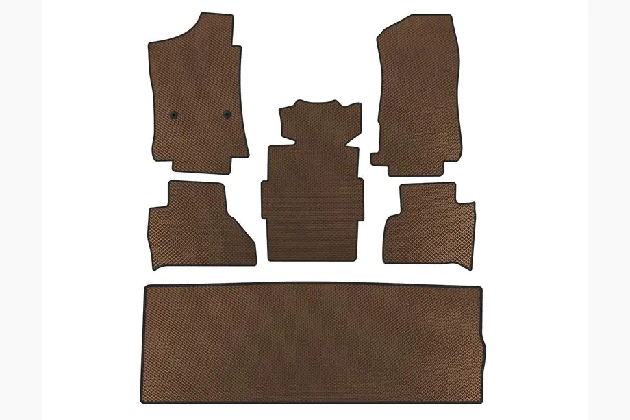 Cadillac Escalade 2014-2020 EVA Floor Mats (3 Rows, Brown) Image