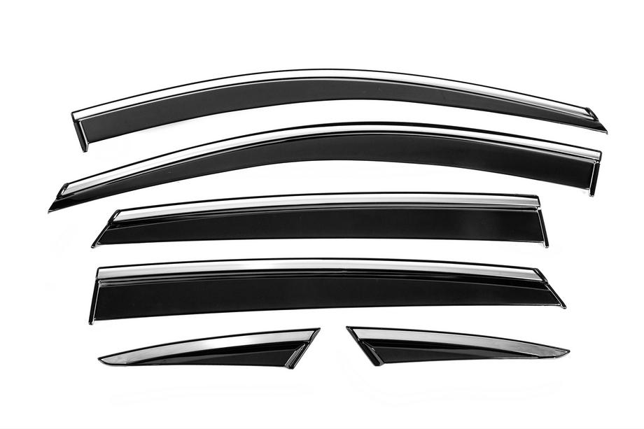 MG ZS 2017-2024 Window Deflectors with Chrome Trim Niken Luxury (6 pcs) Photo 1