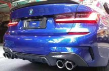 BMW 3 Series G20/G21 2018- Rear diffuser (for M-Sport 2018-2022, for rectangular exhaust tips, ABS) photo 1