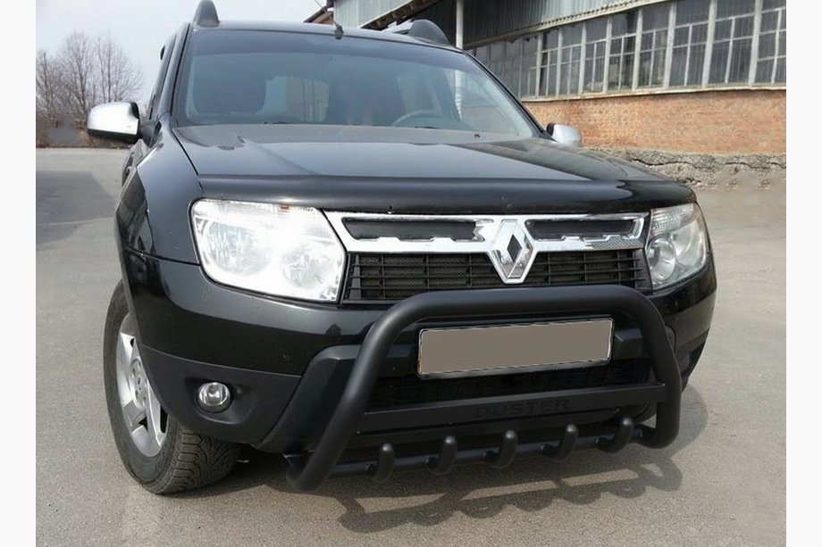 Dacia Duster 2008-2018 Bull Bar with Inscription WT004 Black (Stainless Steel) Image