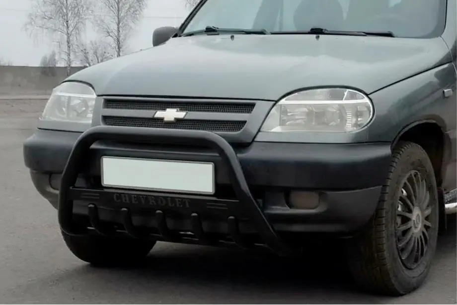 Chevrolet Niva 1998-2020 Bull Bar WT004 Black (Stainless Steel) Image