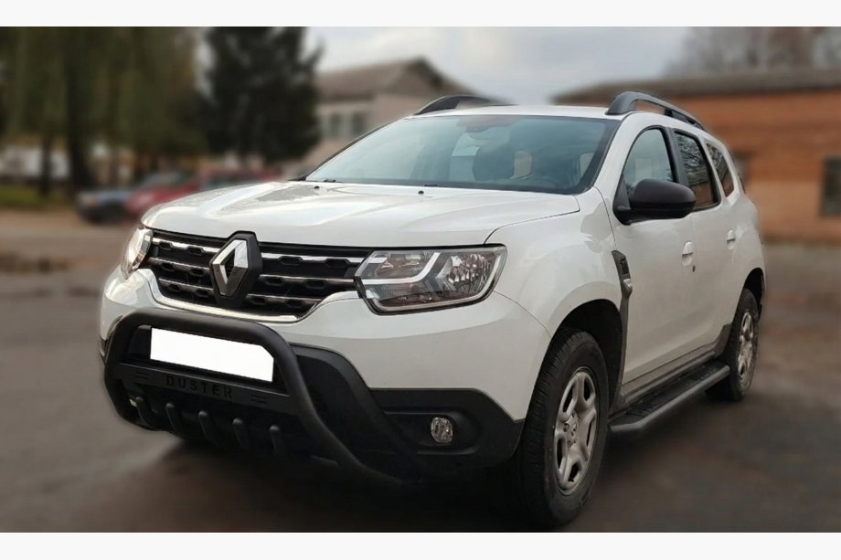 Renault Duster 2018-2024 Bull Bar with Inscription WT004 Black (Stainless Steel) Image