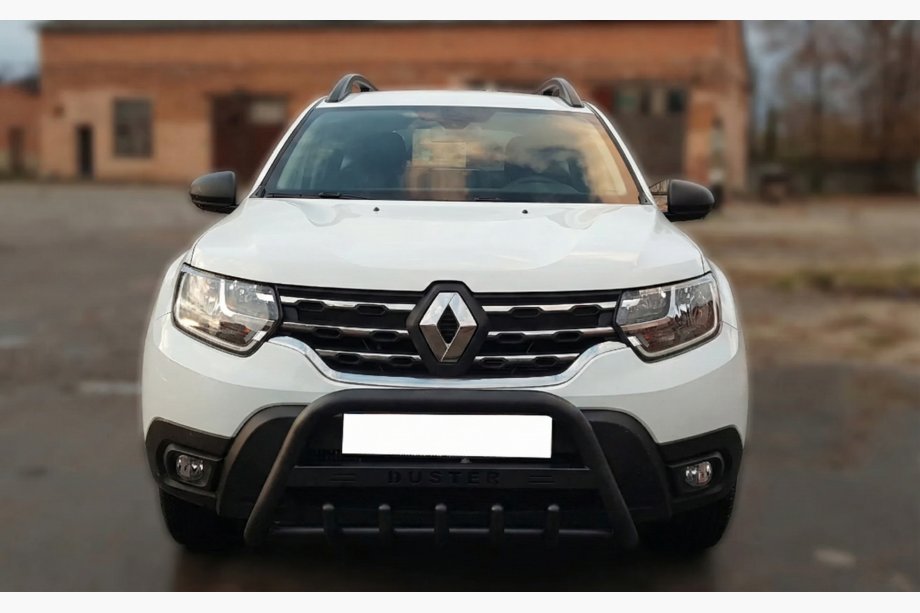 Dacia Duster 2018-2024 Bull Bar with Inscription WT004 Black (Stainless Steel) Photo 3