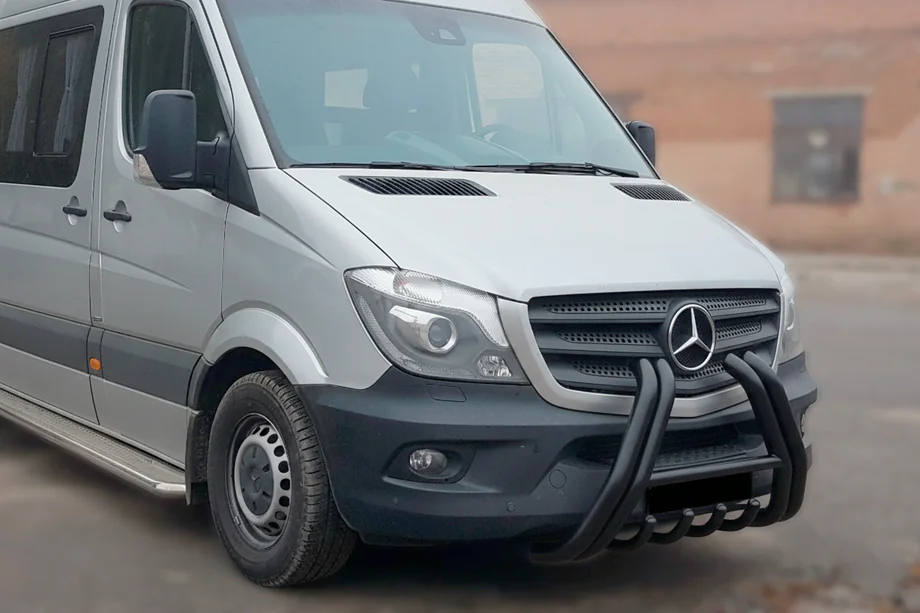 Mercedes Sprinter W906 2006–2018 Bull Bar F1-01 Black (2013-2018, Stainless Steel) Image