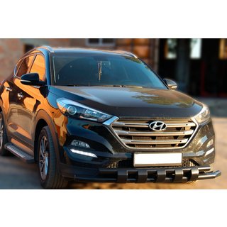 Front Bumper Guard Shark Black (Stainless Steel) Hyundai Tucson TL 2016-2021