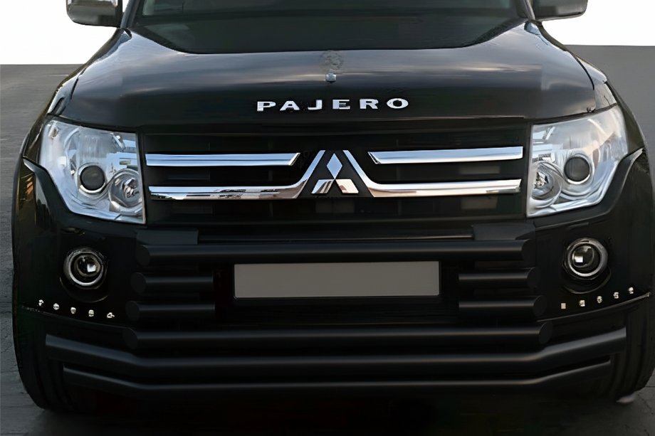 Mitsubishi Pajero Wagon IV 2006-2021 Front Bumper Guard ST015-9 Black (Stainless Steel) Photo 1