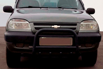 Chevrolet Niva 1998-2020 Bull Bar QT006 Black (Stainless Steel) photo 1