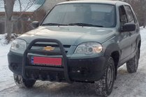 Chevrolet Niva 1998-2020 Bull Bar QT007 Black (Stainless Steel) photo 1