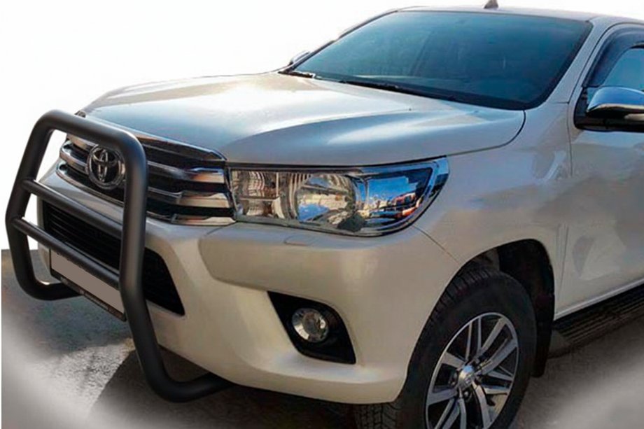 Toyota Hilux 2015- Front Bumper Guard QT007 Black (Stainless Steel) Image
