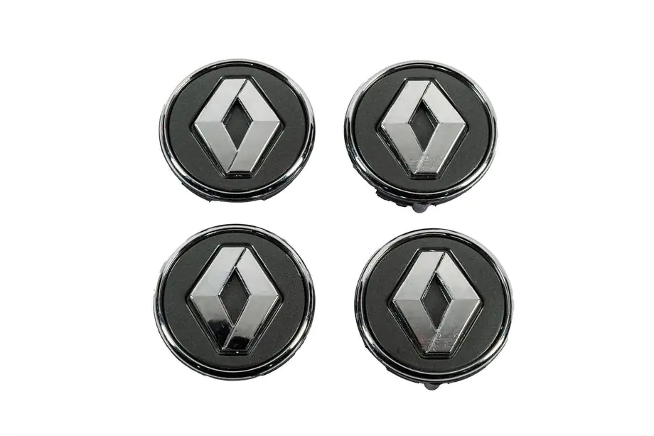 Renault Graphite Wheel Center Caps with Ring 81568DRK (57mm to 49mm, Set of 4) Image