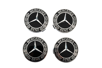 Mercedes-Benz Wheel center caps 71/75 mm without ring (set of 4, black V5) photo 1