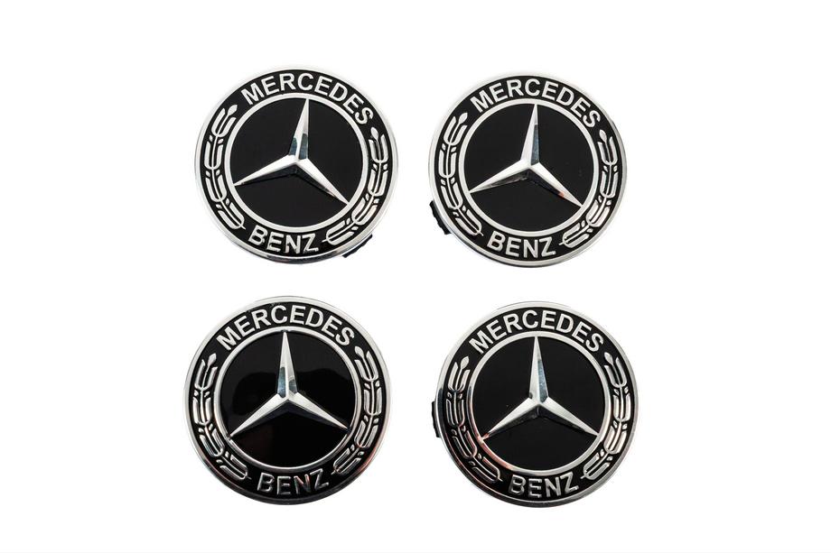 Mercedes-Benz Wheel center caps 71/75 mm without ring (set of 4, black V5) Image