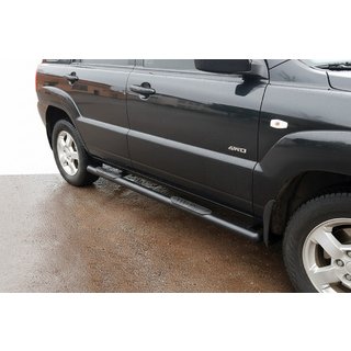 Side Bars Black (2 pcs, Stainless Steel) Kia Sportage 2004-2010 photo 1