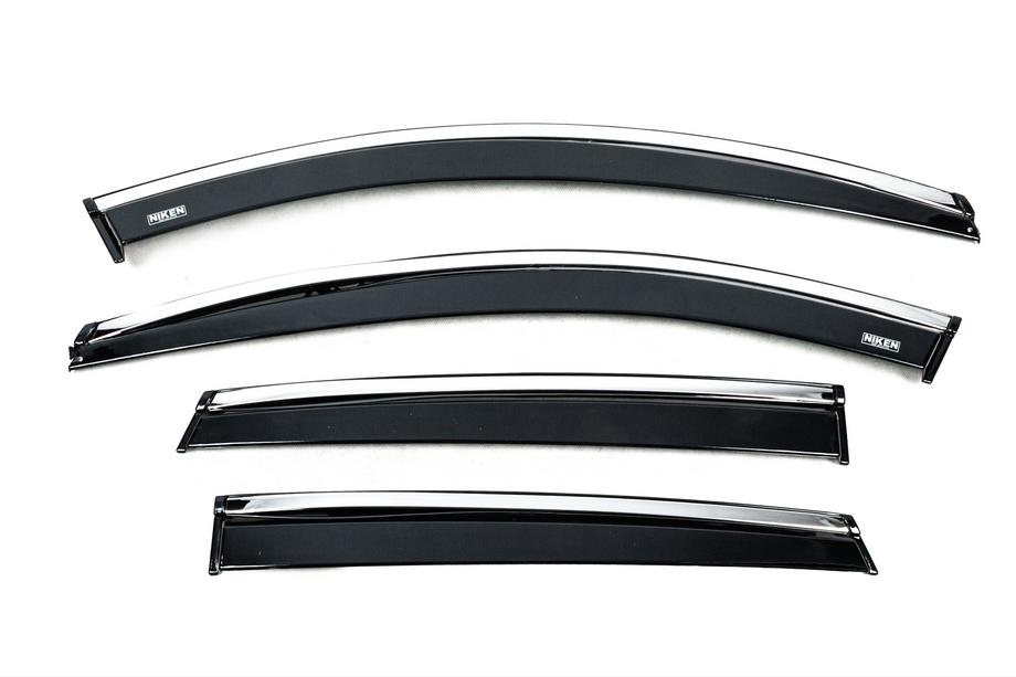 Ford Kuga/Escape 2019- Window deflectors with chrome trim (4 pcs, Niken) Image