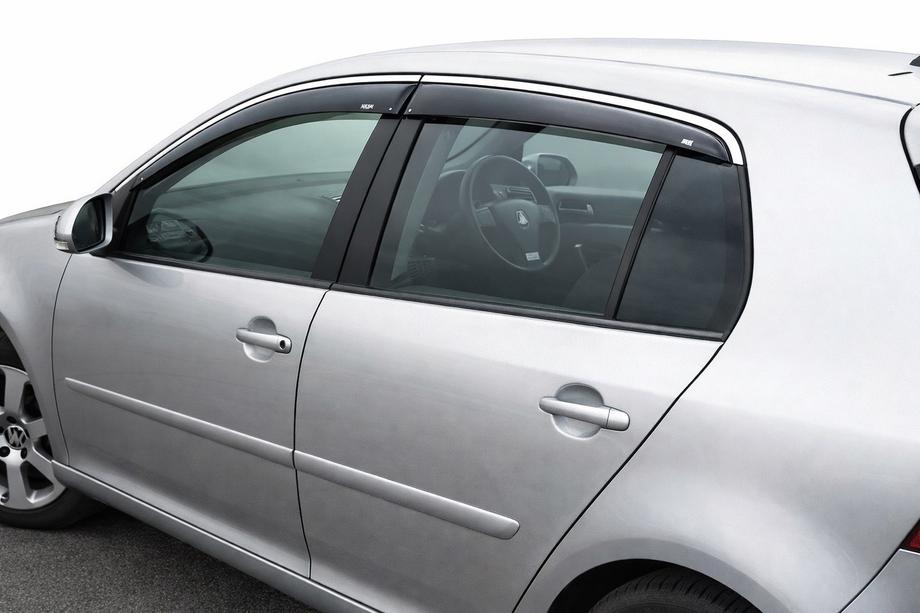Volkswagen Golf 5 2003-2009 Window deflectors with chrome trim (HB, 4 pcs, Niken) Image