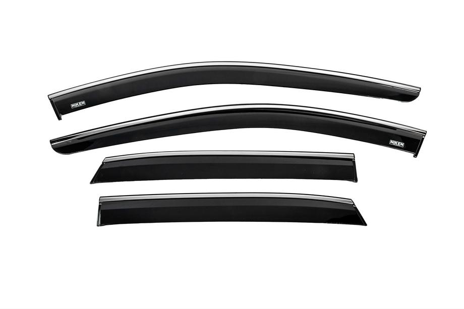 Nissan Qashqai 2021- Window deflectors with chrome trim (4 pcs, Niken) Image