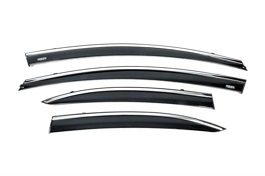 Honda Civic Sedan VIII 2006-2011 Window deflectors with chrome trim (4 pcs, Niken) Photo 1
