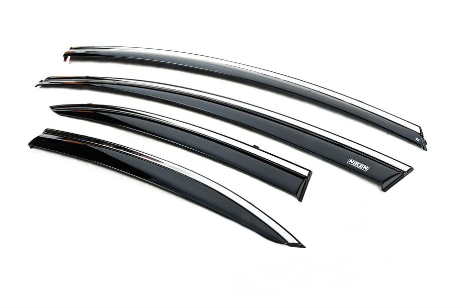 Honda Civic Sedan VIII 2006-2011 Window deflectors with chrome trim (4 pcs, Niken) Photo 2