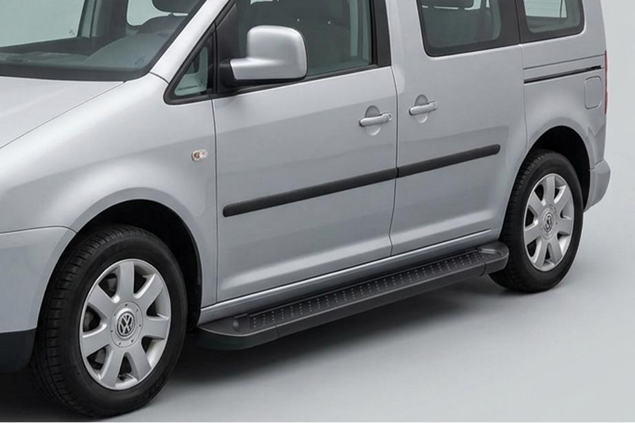 Volkswagen Caddy 2010-2015 Side Steps Allmond Black (2 pcs, Aluminum) Maxi Wheelbase Image