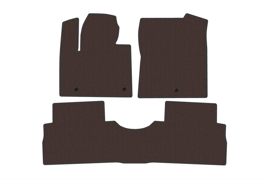 Hyundai Santa Fe 4 2018-2023 Rubber Floor Mats Carsuit (2 Rows, Brown) Image