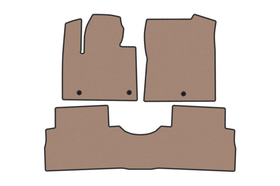 Hyundai Santa Fe 4 2018-2023 Rubber Floor Mats Carsuit (2 Rows, Beige) Image