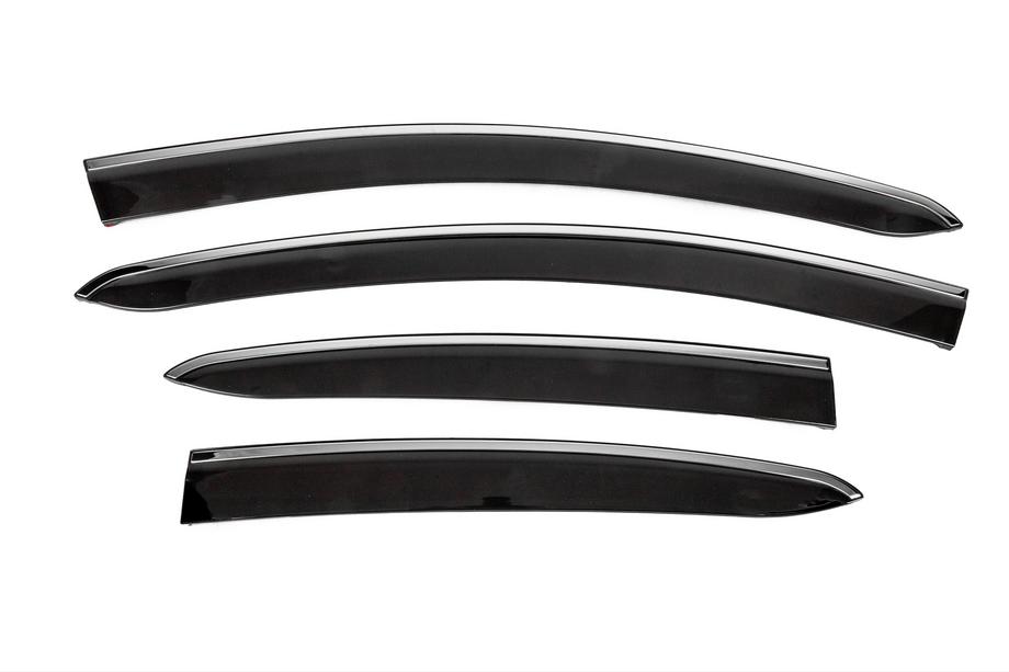 Fiat Linea 2006-2018 Window Deflectors with Chrome Trim (4 pcs, Sunplex Chrome) Image