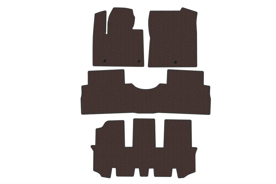 Hyundai Santa Fe 4 2018-2023 Rubber Floor Mats Carsuit (3 Rows, Brown) Image