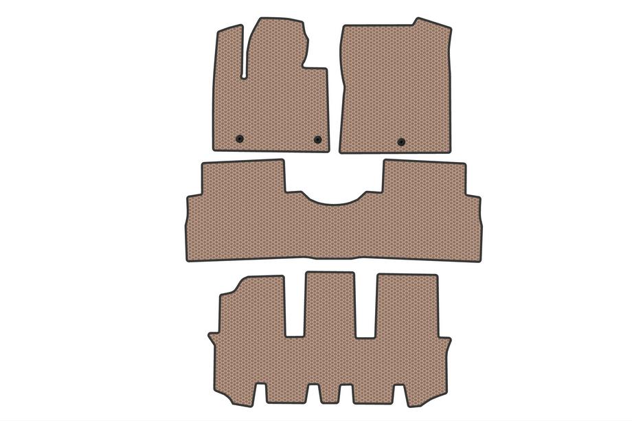 Hyundai Santa Fe 4 2018-2023 Rubber Floor Mats Carsuit (3 Rows, Beige) Image
