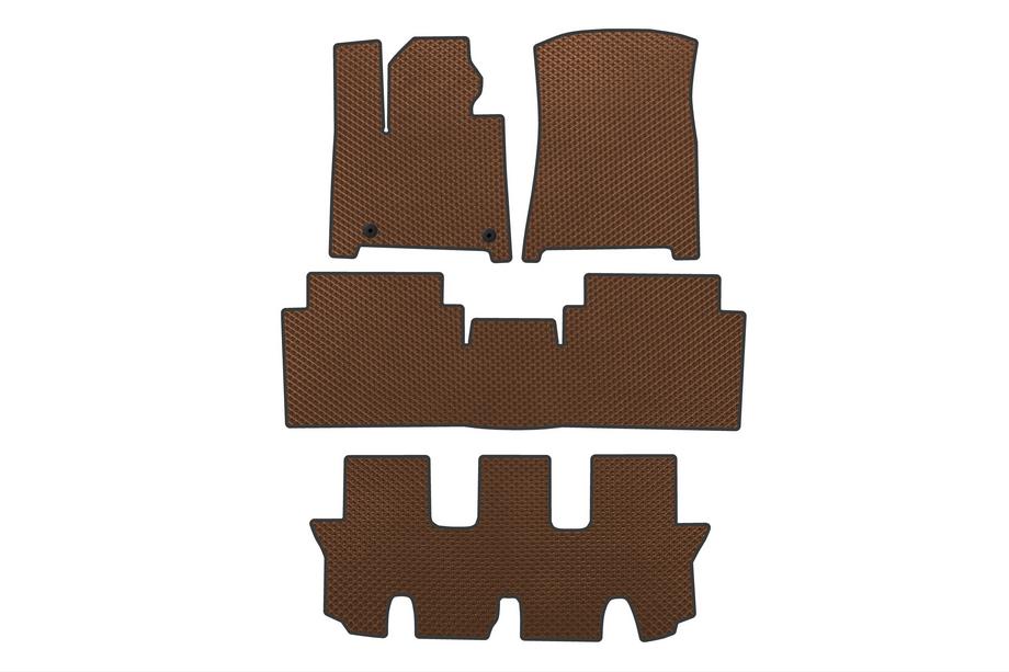 Hyundai Santa Fe 5 2023- EVA Floor Mats (3 Rows, Brown) Image