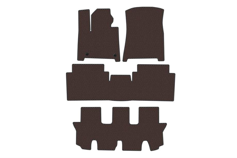 Hyundai Santa Fe 5 2023- Rubber Floor Mats Carsuit (3 Rows, Brown) Photo 1
