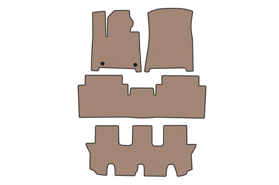 Hyundai Santa Fe 5 2023- Rubber Floor Mats Carsuit (3 Rows, Beige) Photo 1