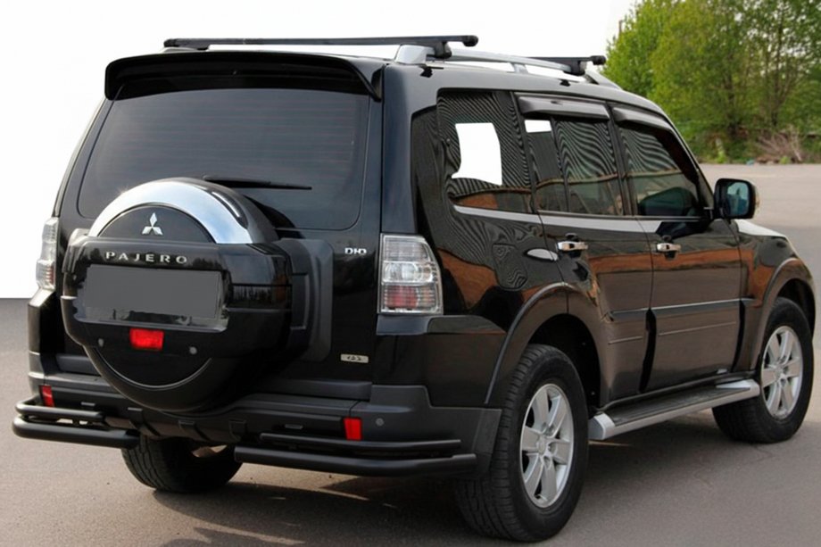 Mitsubishi Pajero Wagon IV 2006-2021 Rear Double Roll Bar AK003 Black (Stainless Steel) Image
