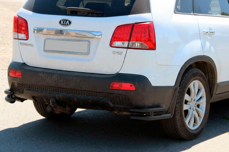 Kia Sorento II XM 2009-2014 Rear Double Corner Bars AK003-Double Black (Stainless Steel) Photo 3