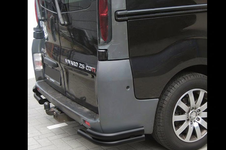 Opel Vivaro 2001–2015 Rear Corner Bars AK003-Double Black (Stainless Steel) Photo 1