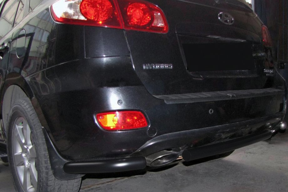Hyundai Santa Fe 2 2006-2012 Rear corner bars with center section AK0073 Black (2 pcs, stainless steel) Photo 1