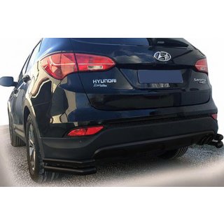 Rear Corner Bars AK-003 Double Black (Stainless Steel) Hyundai Santa Fe 3 2012-2018