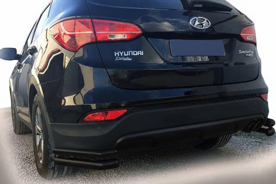 Hyundai Santa Fe 3 2012-2018 Rear Corner Bars AK-003 Double Black (Stainless Steel) Image