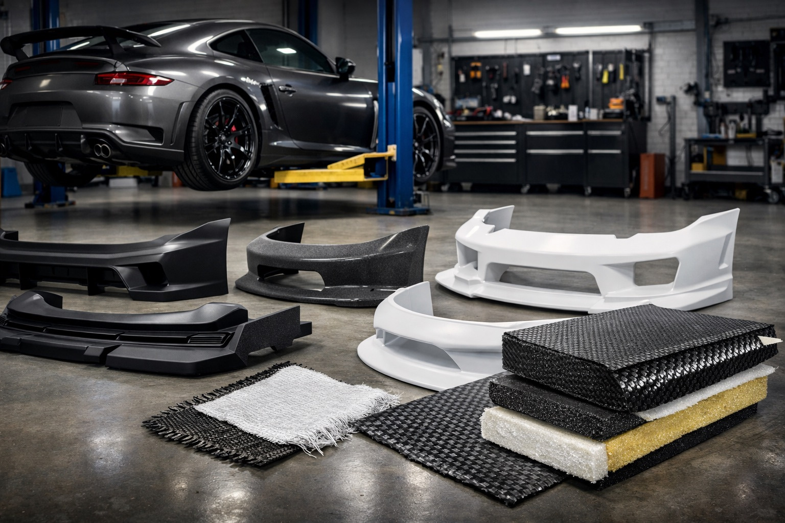 Body kits, side skirts, spoilers: how to choose material (ABS vs PP vs FRP vs carbon) and avoid cracks