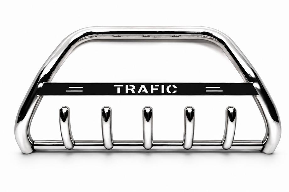 Renault Trafic 2001–2015 Bull Bar WT004 with Trafic lettering (stainless steel) 5 teeth Image