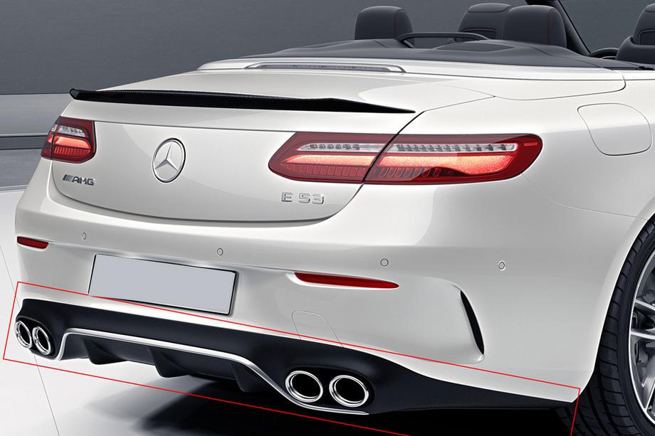 Mercedes E-class coupe C238 2016-2024 Rear Diffuser Black with Chrome Tips (AMG53 Design) Image