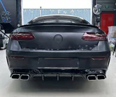 Mercedes E-class coupe C238 2016-2024 Rear Diffuser Black with Chrome Tips (AMG63 Design) photo 4