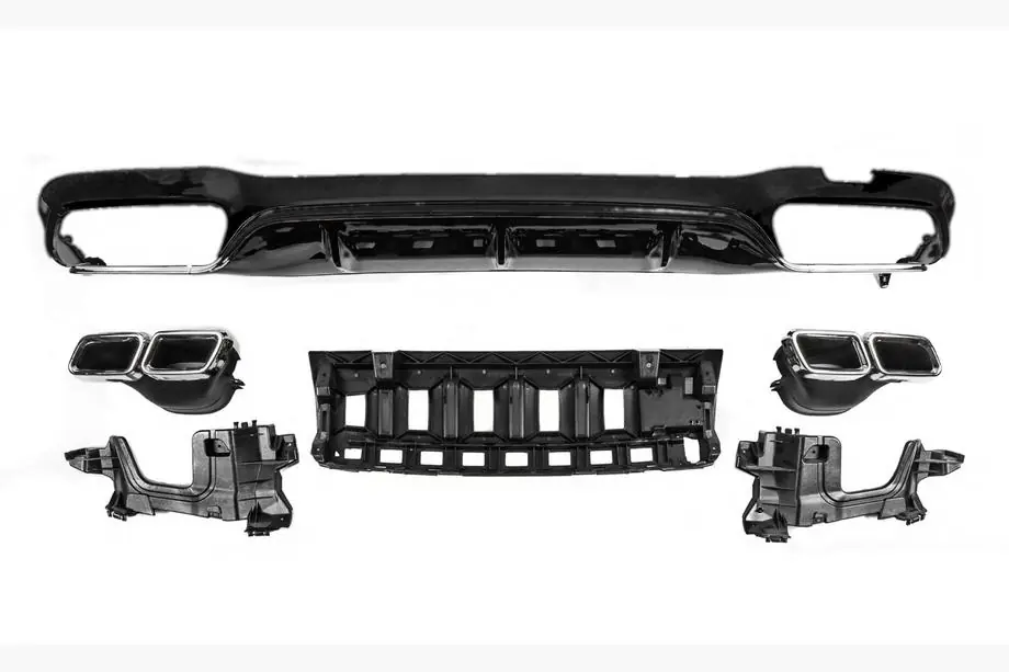 Mercedes E-class W213 2016-2023 Rear Diffuser with Tips E63-Design Black (for AMG/AMG-Line 2016-2020) Image